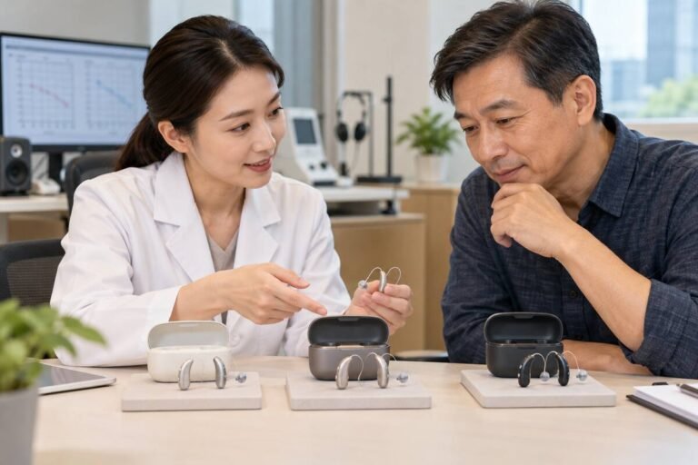 香港成年用戶與聽力專業人員比較三組無品牌耳背式助聽器及充電盒